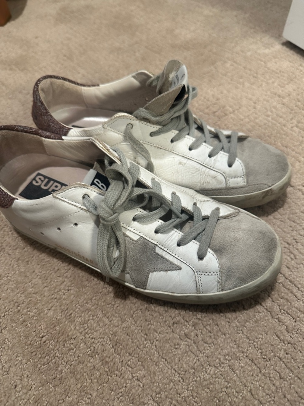 Golden Goose White & Gray Low-Top Leather Sneakers - Picture 6 of 6